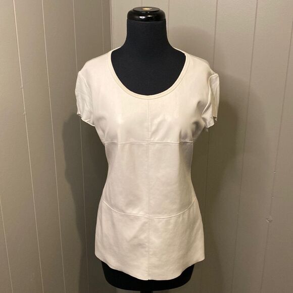 Tops - No brand. Small. Faux Leather front. Shirt lining. Super soft. Minor distress.